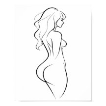 Sensual Woman Body Line Art Minimalist Sketch