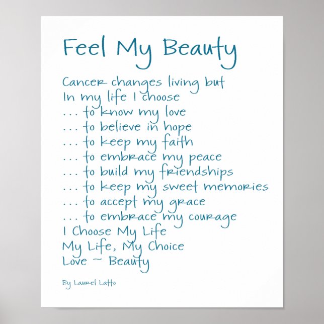 Poster Sentez Mon Beauté Cancer Poème Texte (Devant)