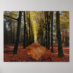 Poster sentier d'automne forêt branche d'arbre route chem