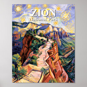 Poster Sentier de randonnée Van Gogh Zion Angels Landing