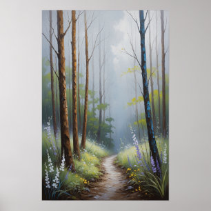 Poster Sentier forestier brumeux avec atmosphère naturell