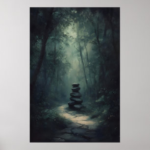 Poster Sentier mystérieux de la forêt Art de la forêt ver