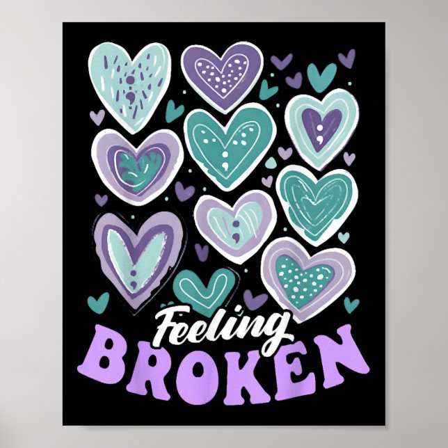Poster Sentiment brisé, Coeur de prévention du suicide, s (Devant)