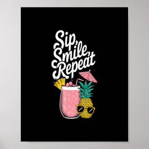Poster Sentiment d'île Sip Sourire Répéter Fun Ananas
