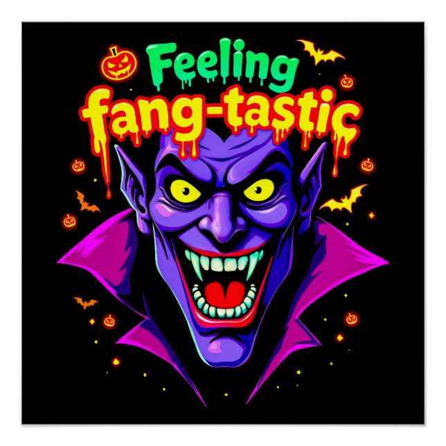 Poster Sentiment Fang Tastic Halloween design Vampire Hal (Devant)