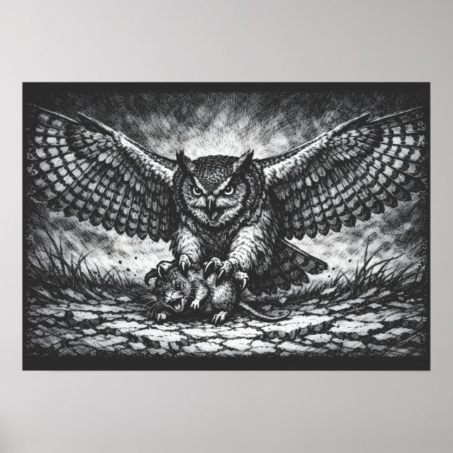 Poster Sentinelle Hibou ailé par BurnsInHell (Devant)