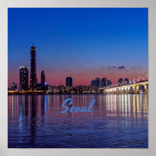 Poster Seoul, capitale de la Corée du Sud Skyline