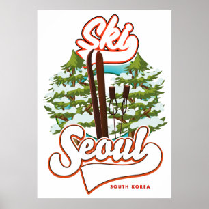 Poster Séoul Corée du Sud Ski logo