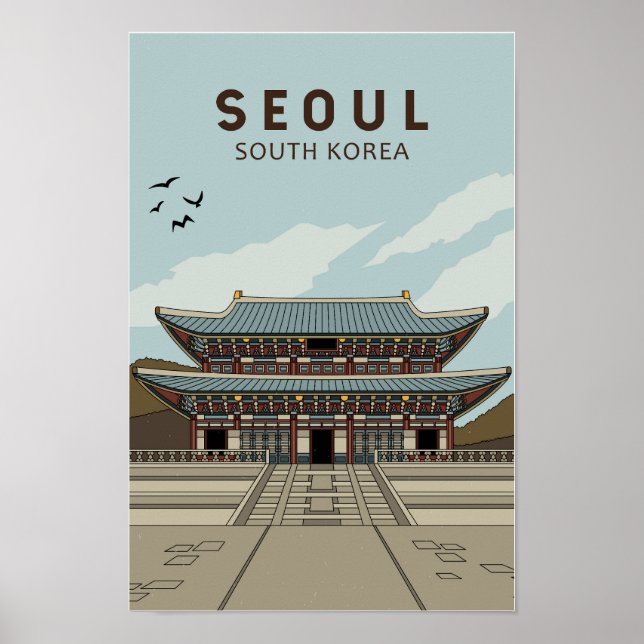 Poster Séoul Corée du Sud Voyage Art Vintage (Devant)