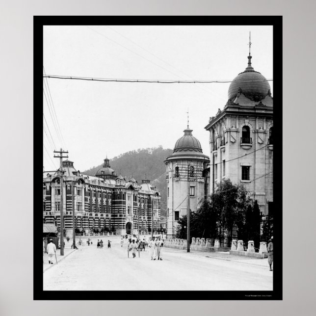 Poster Séoul, Corée Street Scene 1912 (Devant)