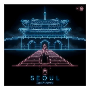 Poster Séoul Hanbok - Palais Gyeongbokgung - Corée du Sud