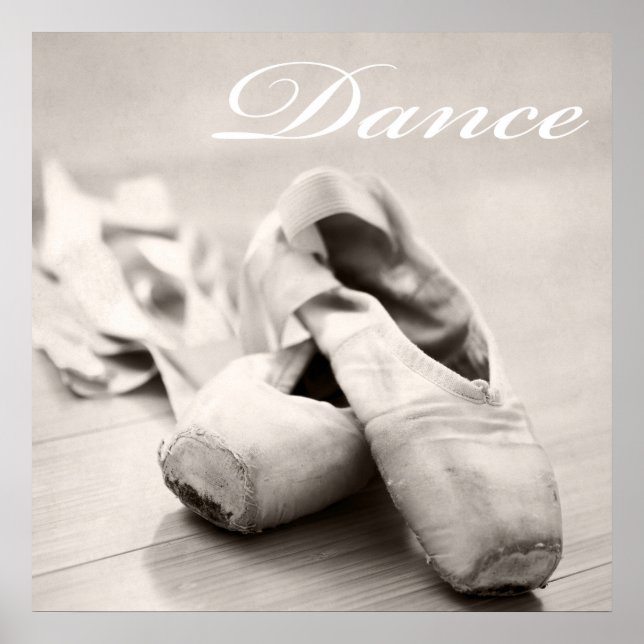 Poster Sepia Ballet Slipper Pointe Chaussures Modèle de d (Devant)