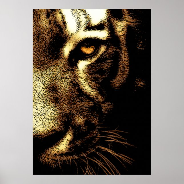 Poster Sepia Brown Sumatran Borneo Tiger Eye (Devant)