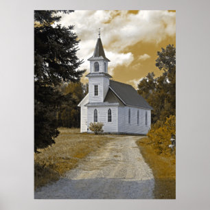 Poster Sépia de 1800s d'église presbytérienne de rive