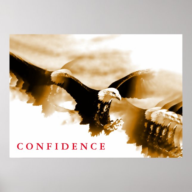 Poster Sepia Landing Eagle Motivation Confiance (Devant)