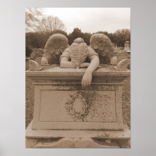 Poster Sépia pleurante d'affiche d'ange