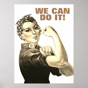 Poster Sepia We Can Do It World War II Propaganda