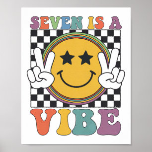 Poster Sept ans est un 7e anniversaire Groovy Happy 7 Yea