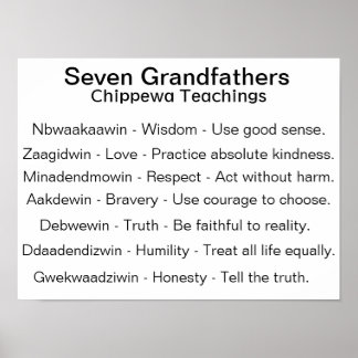 Poster Sept grands-pères Chippewa Tribe Enseignement