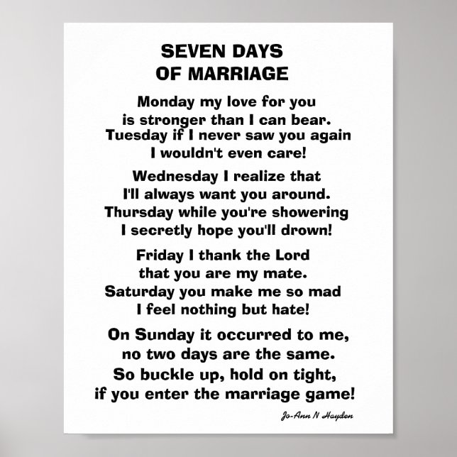 POSTER SEPT JOURS DE POÈME DE MARIAGE (Devant)