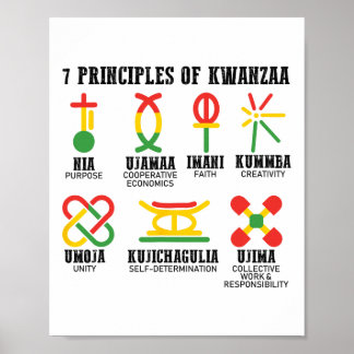 Poster Sept Principes De Kwanzaa Fier Africain-Américain