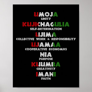 Poster Sept Principes De Kwanzaa Fier Africain-Américain