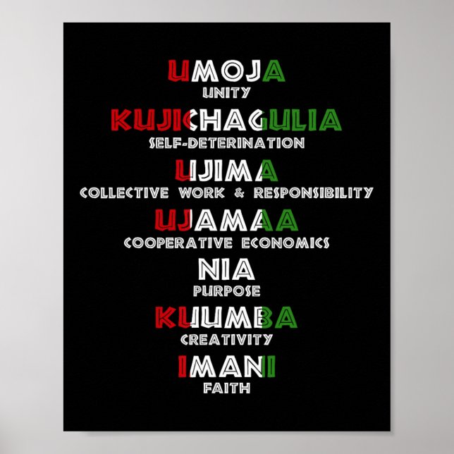 Poster Sept Principes De Kwanzaa Fier Africain-Américain (Devant)