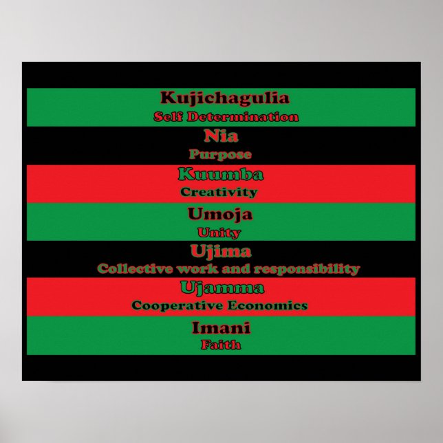 Poster Sept principes de Kwanzaa (horizontal) (Devant)