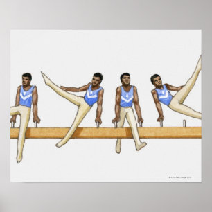 Poster Séquence d'illustrations montrant la gymnaste masc