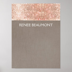 Poster Séquences Faux en cuivre sur lin Taupe