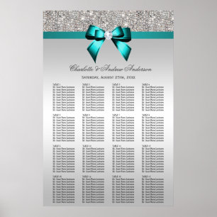 Poster Séquin mariage Argent Séquin Profond Turquoise Bow