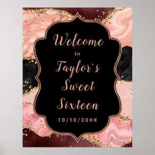 Poster Séquins noirs et roses Agate Sweet sixteen Bienven