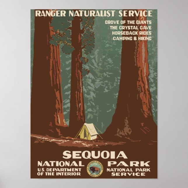 Poster Sequoia National Park USA Vintage voyage (Devant)
