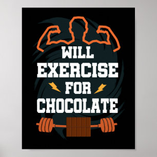 Poster Sera Exercice Pour Chocolat Funny Gym Exercice