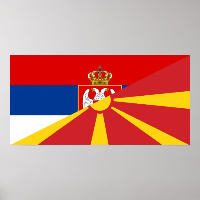 Poster serbie macédoine drapeau pays demi symbole (Devant)