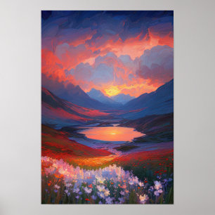 Poster Serenade Crimson sur le lac Mountain