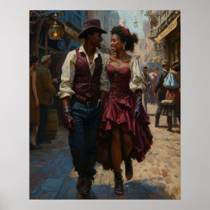 Poster Serenade Steampunk - Rencontre romantique Aquarell