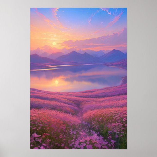 Poster Serenade Sunset du lac Mountain (Devant)