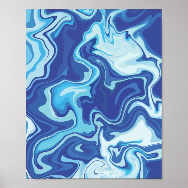 Poster Serene Abstrait dans les tons bleus (Devant)