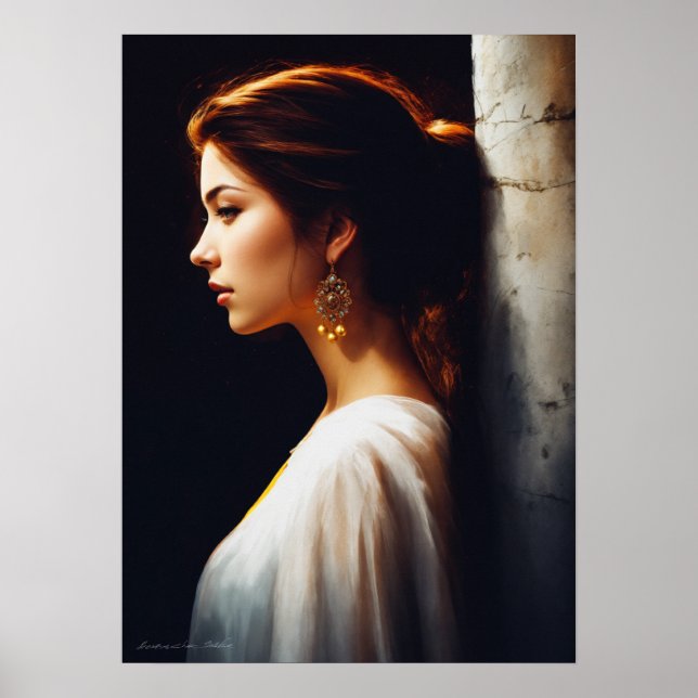 Poster Serene and Stunning : A Lady's Leftward Gaze in Pr (Devant)