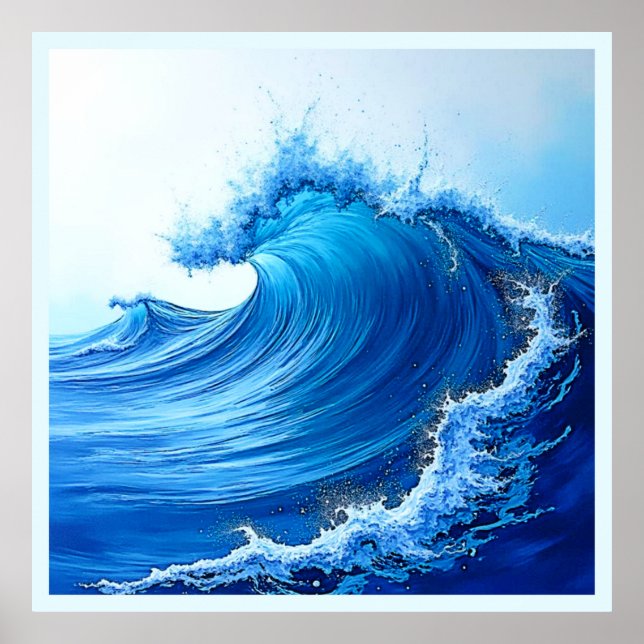 Poster Serene Blue Wave Splashes (Devant)