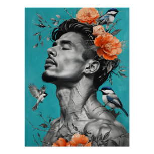 Poster Serene Botanical Wall Art - Portrait avec Vibrant