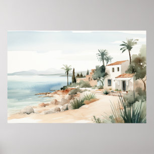 Poster Serene Chypre : Imprimantes d'aquarelle numérique