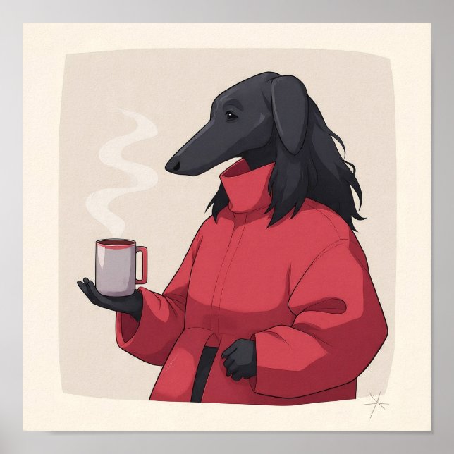 Poster Serene Fluffy Pet Portrait - Modern Decor. (Devant)