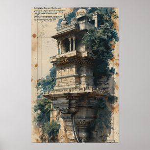 Poster Serene Hanging Garden Sketch