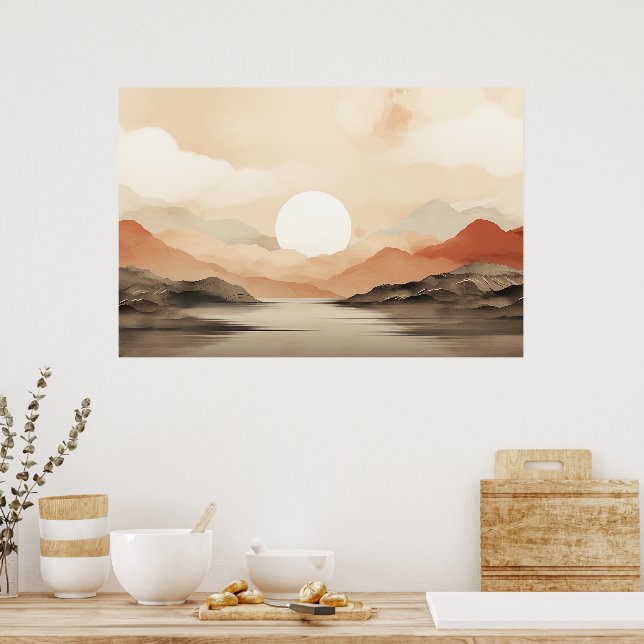 Poster Serene Horizon Japandi Nature Art (Cuisine)