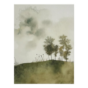 Poster Serene Meadow in Green par PS Nature Designs