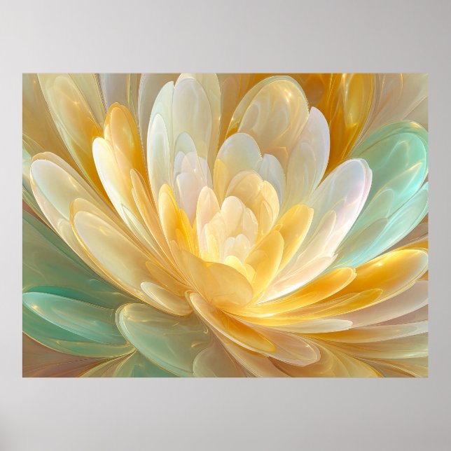 Poster Serene Radiance of Golden and Aqua Petal Layers (Devant)