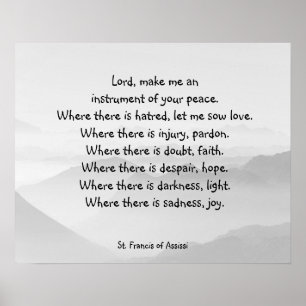 Poster Serene Sky Grey St. Francis Assissi Prière