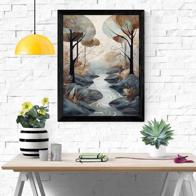Poster Serene Stream : Une Scène De Bois Tranquille (Créateur téléchargé)
